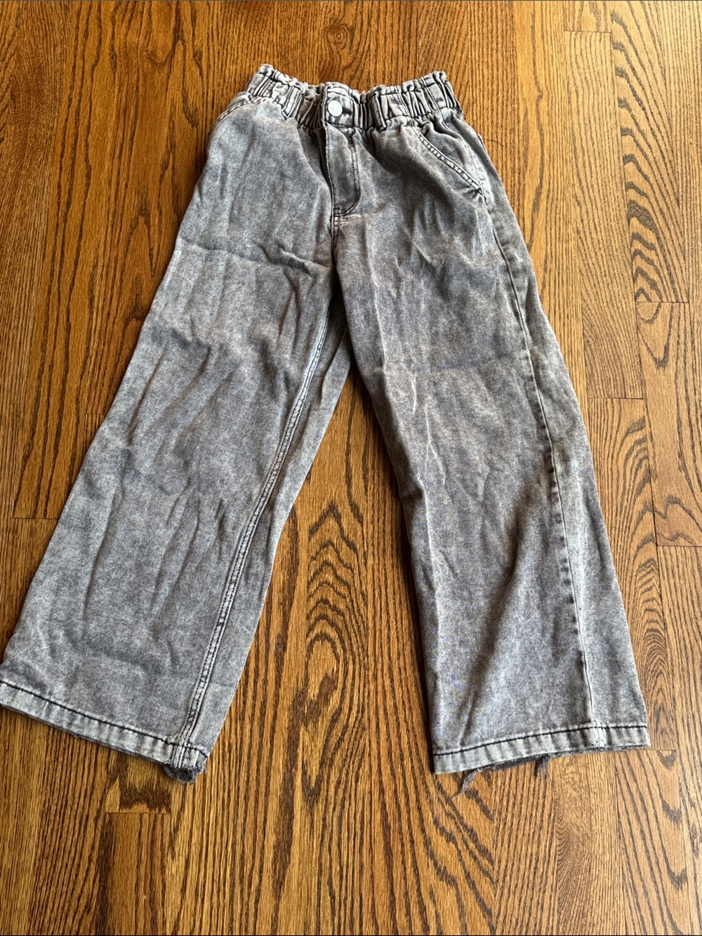 H&M Gray Elastic Waist Wide-Leg Jeans